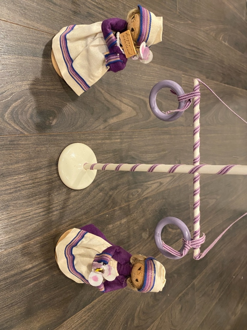 Handcrafted Purple & Cream pole with Dolls